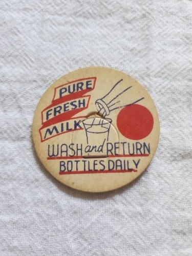 Vintage milk bottle caps - bottle,