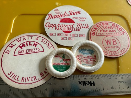 Vintage milk bottle coasters - milk,