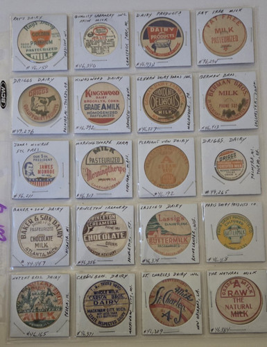 Vintage milk bottle caps - bottle,