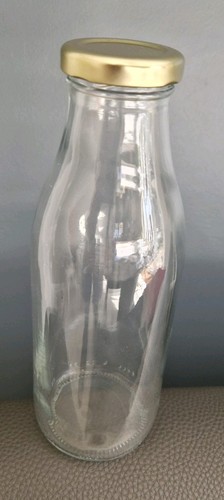 Clear glass milk bottle with - glass,