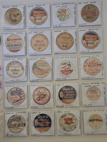 Vintage milk bottle caps - vintage,