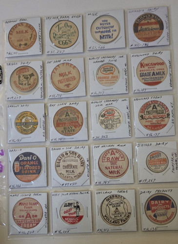 Vintage milk bottle caps seals - milk,